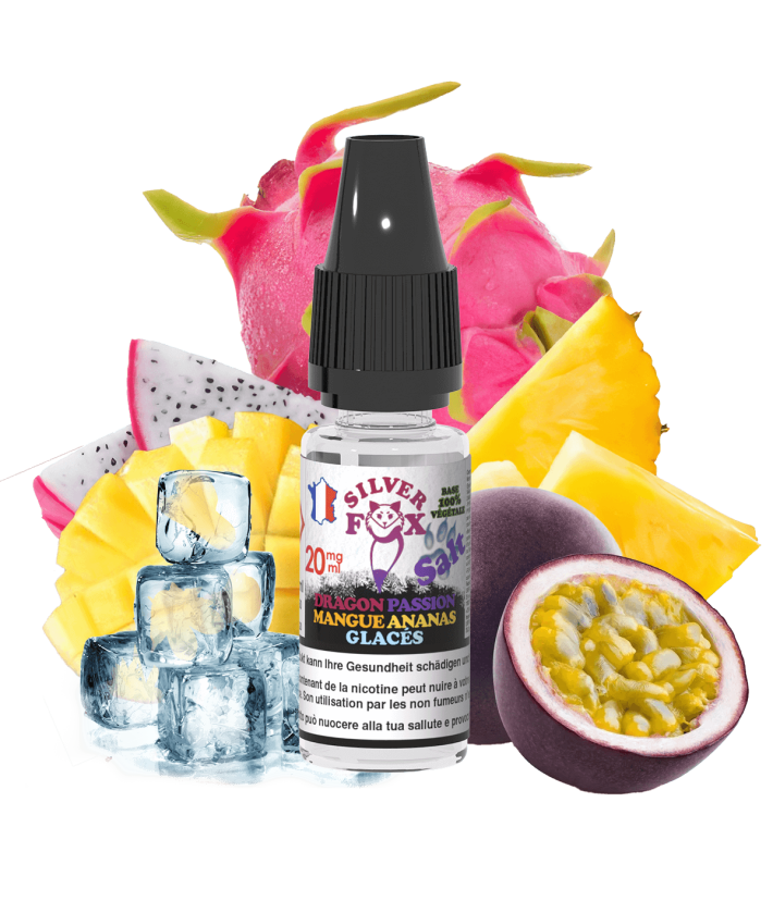 E-Liquid Dragon Passion Mangue Ananas Glacés Silver Fox Nicotine Salts Vaping In Paris 10ml